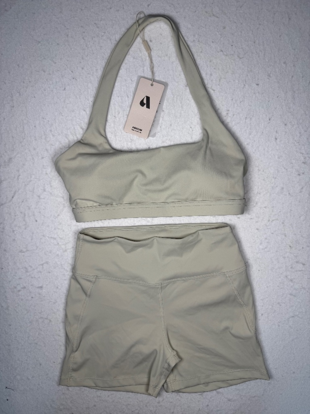 ABOCIW Halter Bra Top and Short Nude Workout Set Women 2 Piece NWT
